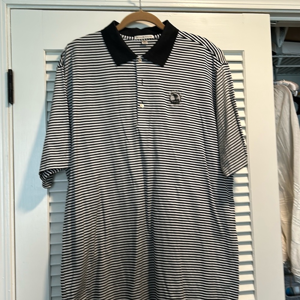 Peter Millar golf shirt XL. Pebble Beach golf links logo.  Black and white